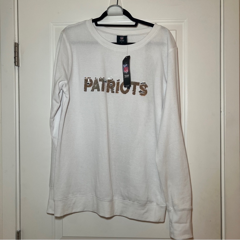 New England Patriots Crewneck Sequin Sweatshirt Size L
